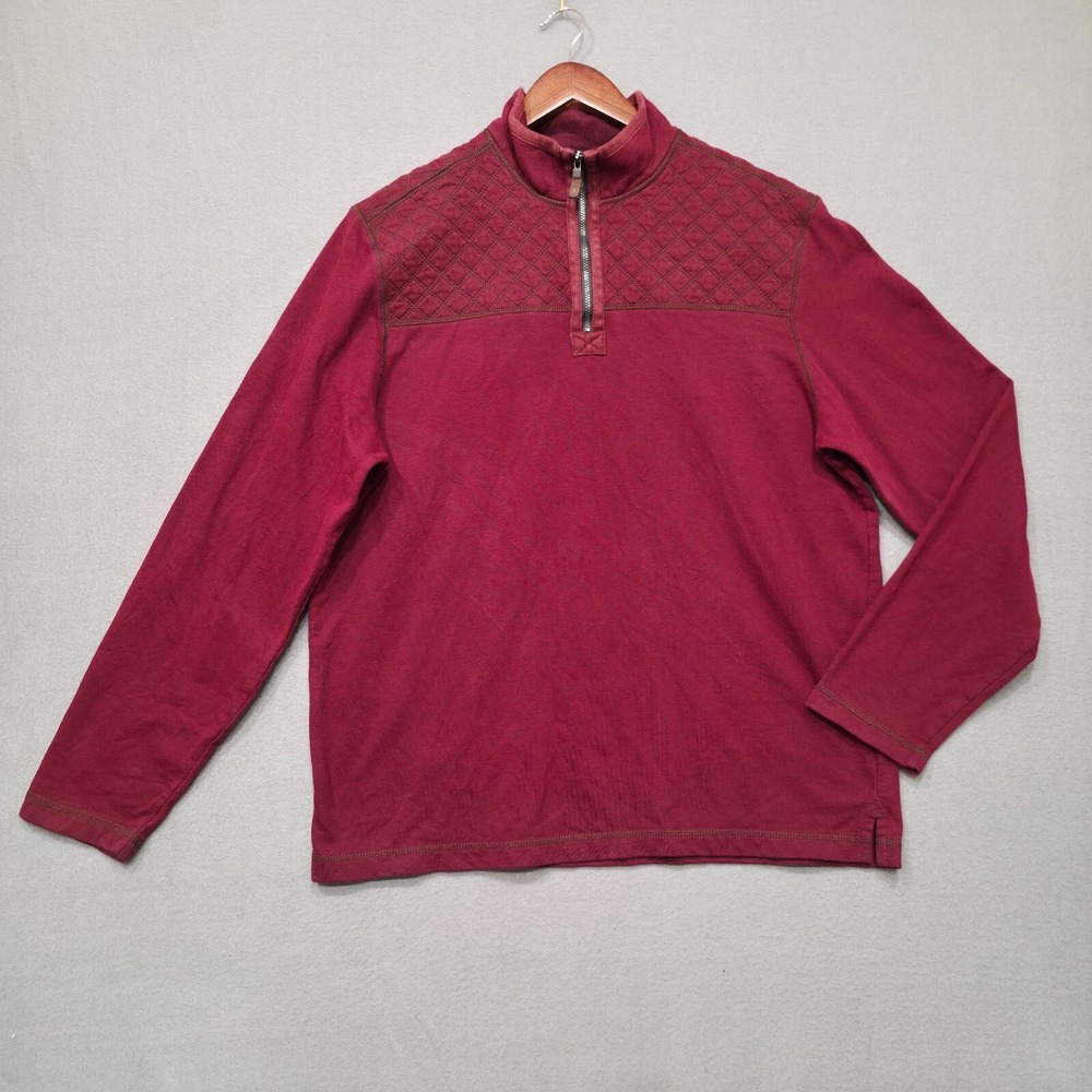 G.H. Bass &‎ Co. Mens Red Long Sleeve Quarter Zip Pull Over Shirt Size Large